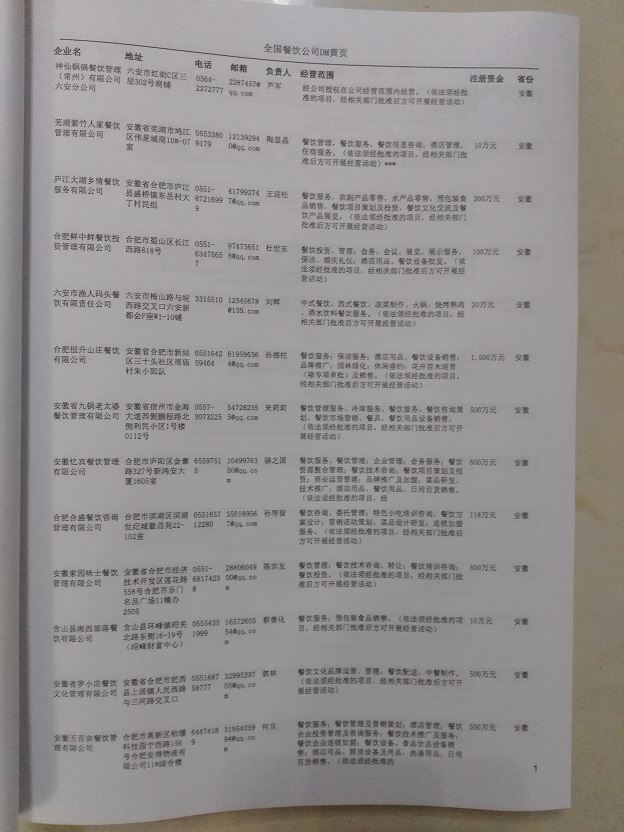 中国餐饮企业黄页可开展精准营销，电话营销、邮件营销、传真营销等等多管齐下，圆您销售冠军梦